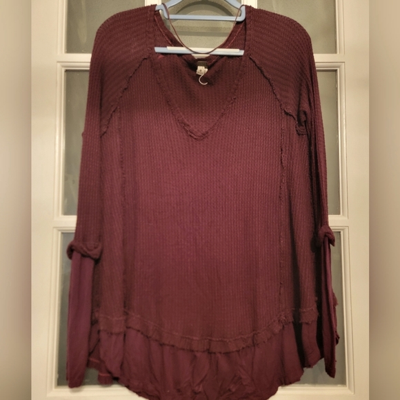 Free People Laguna Thermal we the free deep purple maroon burgandy boho XS - Picture 3 of 8